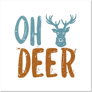 Funny Oh Deer Distressed Design Posters and Art